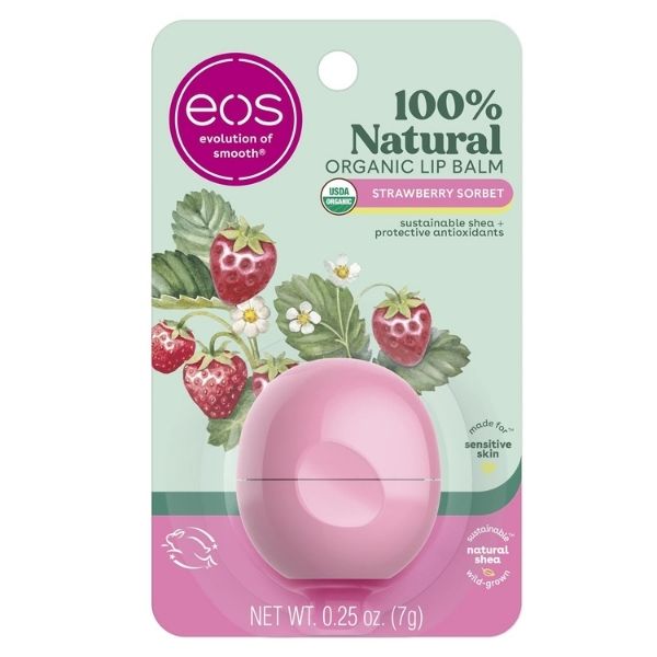 eos 100% Natural & Organic Lip Balm pampers guests in baby shower favors.
