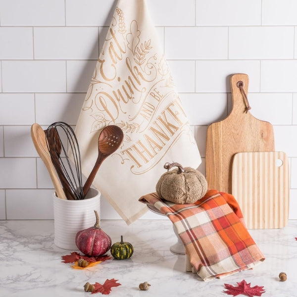 Fall Basics kitchen dish towel collection is a thanksgiving gift idea for coworkers.