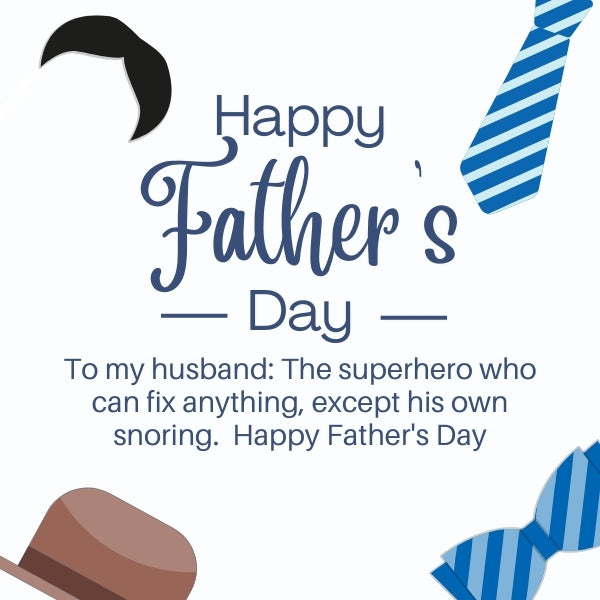 Father's Day card with humorous superhero theme and snoring joke for husband.