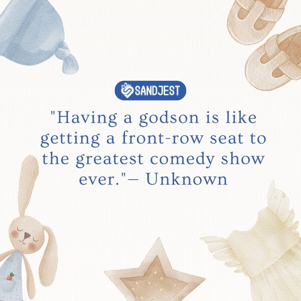 Funny godson quotes presented on a playful and lighthearted background.