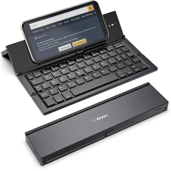 The Geyes Portable Bluetooth Keyboard, a practical and sleek gift for your tech-savvy boyfriend.