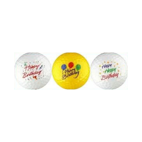 Festive golf balls with happy birthday print, a fun 40th birthday gift idea for men who love the greens.