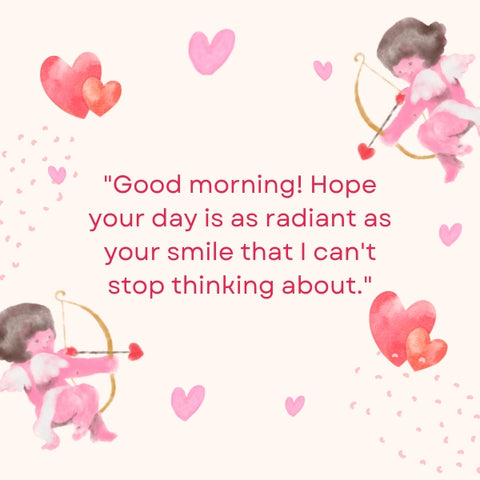 Cheerful quote with cupids for good morning quotes for crush.