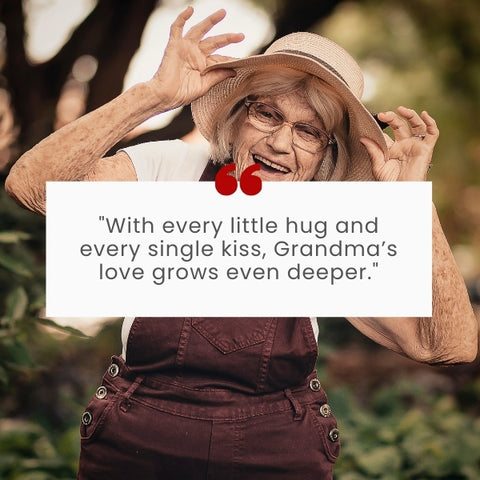 A joyful grandma surrounded by grandchildren, with a grandchildren quotes that expresses deep affection.