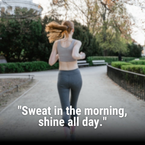 A woman running through a park in the morning captures the essence of morning run motivation quotes.