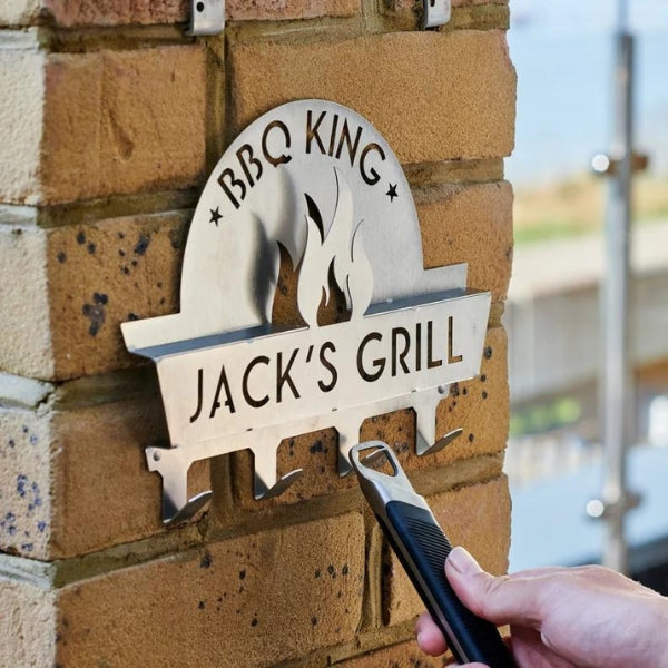 Personalized BBQ Tool Rack is a stylish personalized thanksgiving present for organizing grilling essentials.