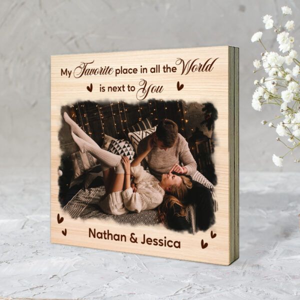 Personalized Couple Wooden Block Next To You adds a rustic touch to their home this Father's Day.