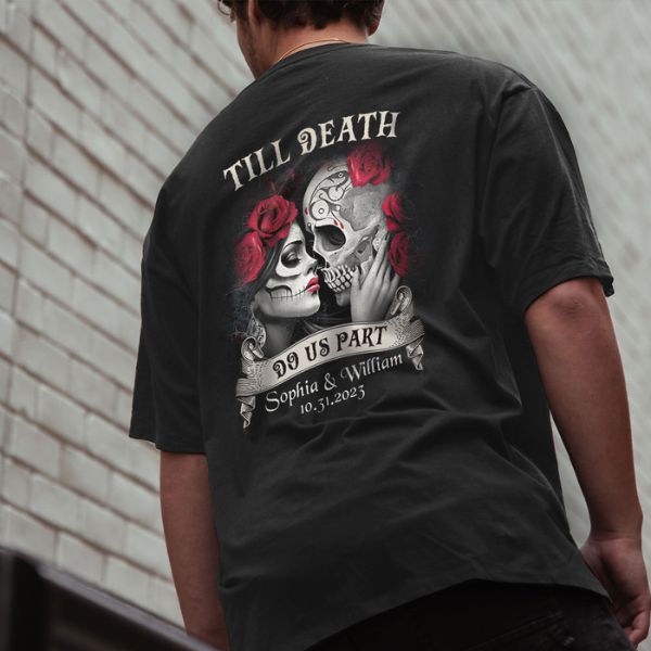 Personalized T-Shirt For Couple Love Tattoo Skull makes a bold statement of togetherness.