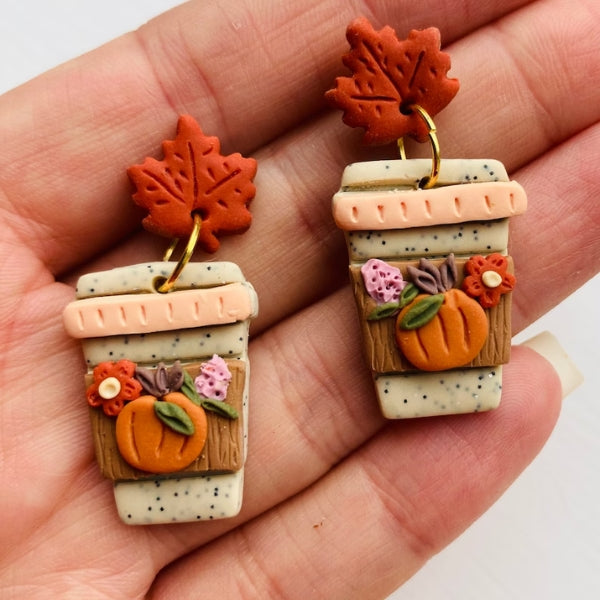 Pumpkin Spice Latte Earrings are a whimsical personalized thanksgiving present for coffee and fashion lovers.