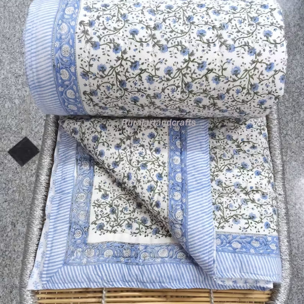 Reversible floral print soft cotton quilt is a great thanksgiving gift idea for coworkers.