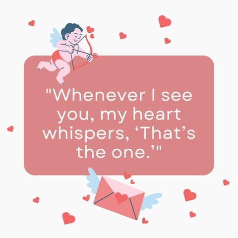Cupid and hearts design underscores romantic crush quotes