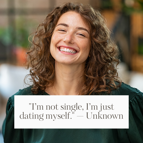 Image with a concise, funny quotes about single capturing the humor of being single.