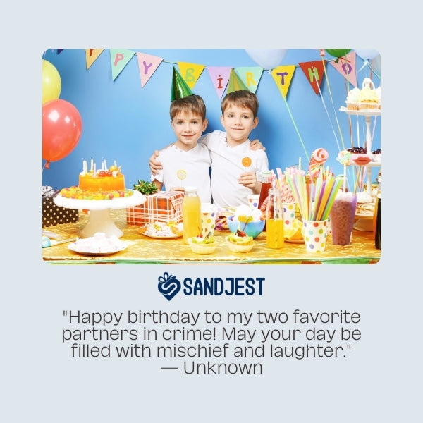 Birthday-themed design showcasing celebratory quotes specifically for twins' special day.