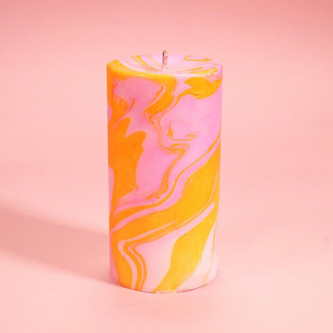 Flamingo Candles – Totally Groovy Marble Pillar Candle