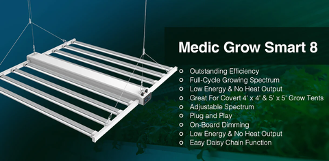 Medic Grow Fold-8 Full Spectrum LED Grow Lights for Indoor Plants - 760W,  Full Spectrum, 4X4, 5X5, High PPFD, AC 110-277V