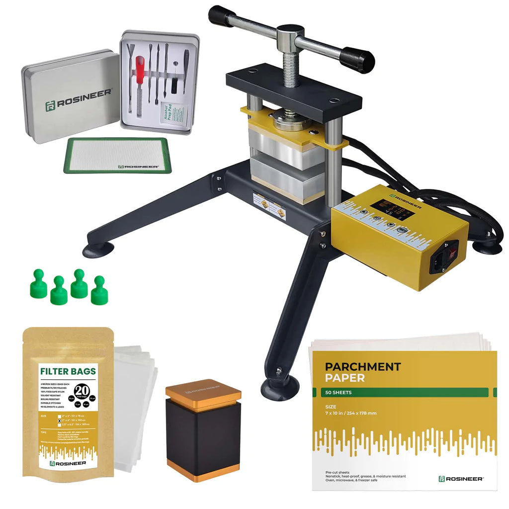 Portable Heat Press Machine and Complete Accessories Bundle, 1500 lbs  Force, Dual Heat Plates - [Gold Yellow]