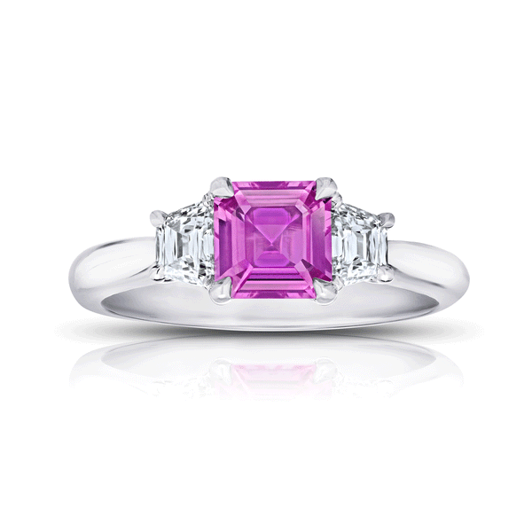 Buy the Asscher Cut Pink Sapphire and Diamond Ring at our Online Store ...