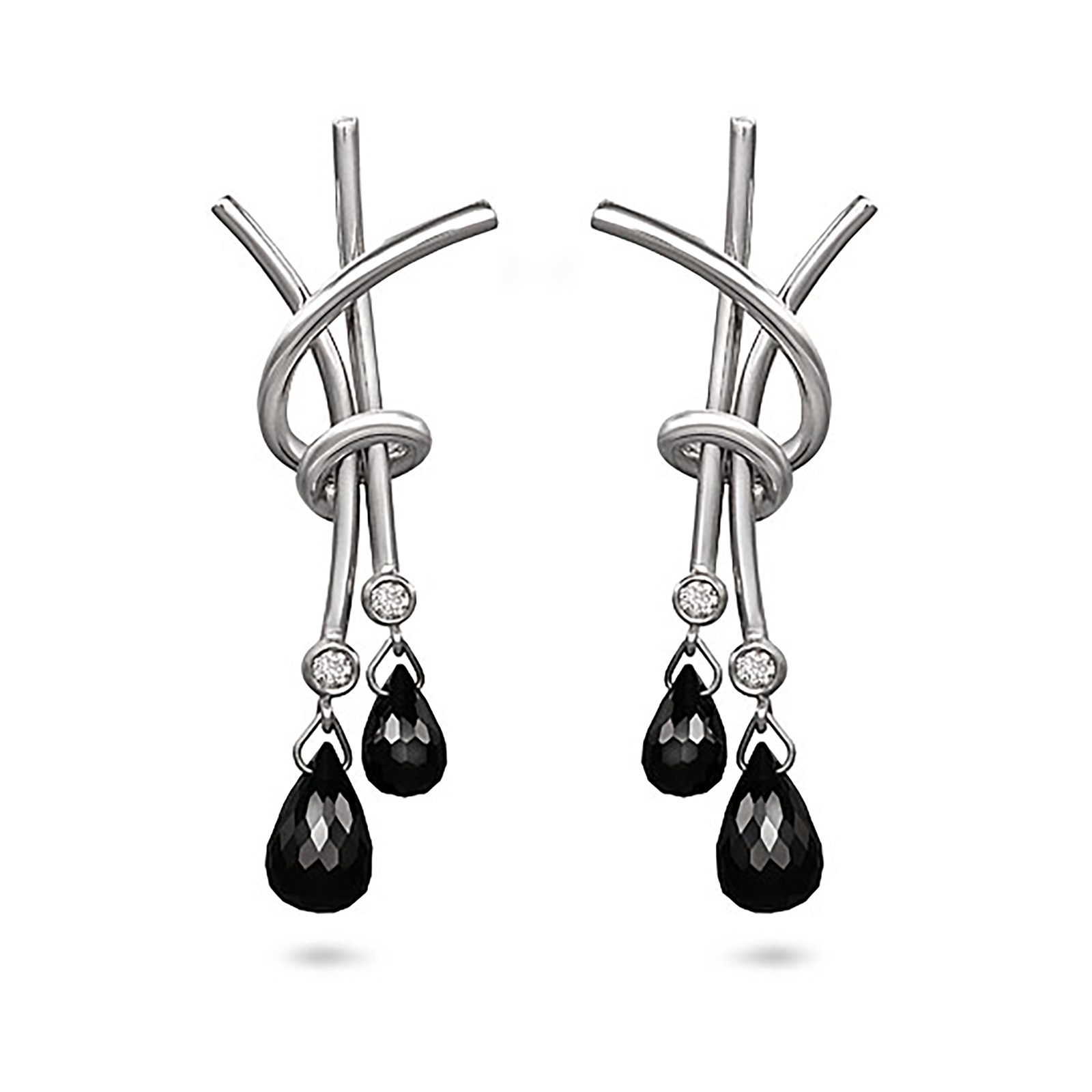 Black Spinel and Diamond Splash Earrings