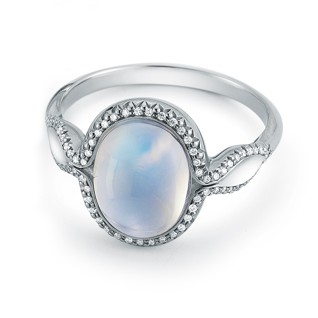 Rainbow Moonstone and Diamond Ring – Diana Vincent Jewelry Designs