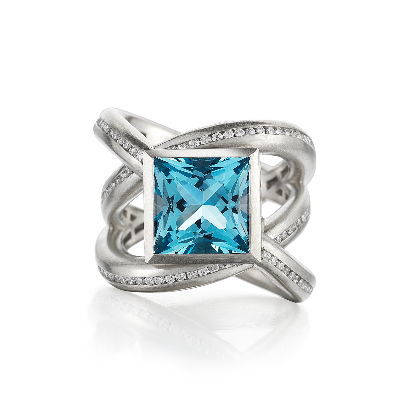 Enwrapped Aquamarine and Diamond Ring