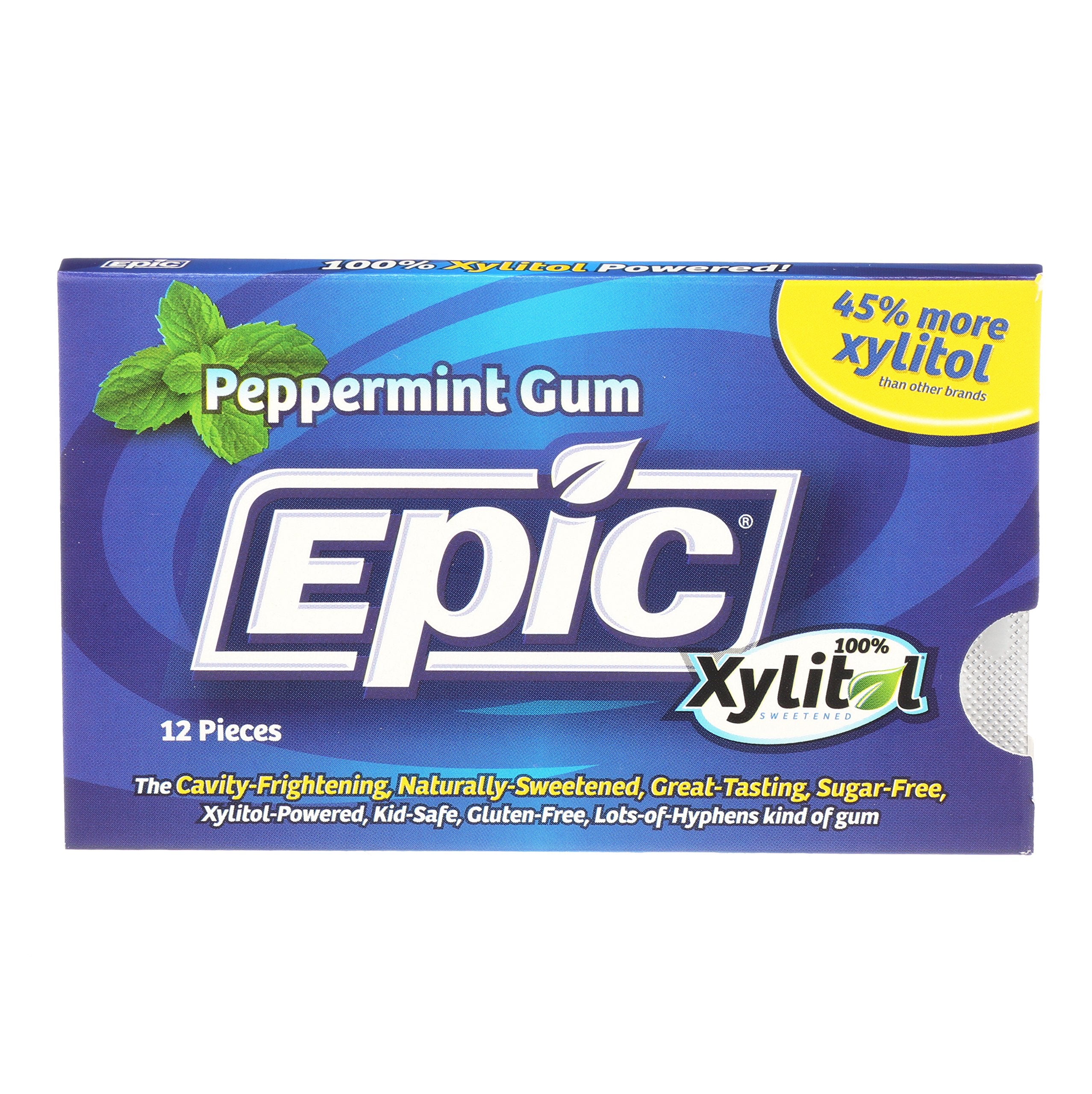 Epic Dental 100 Xylitol Sweetened Gum (Peppermint, 12Count Blister P