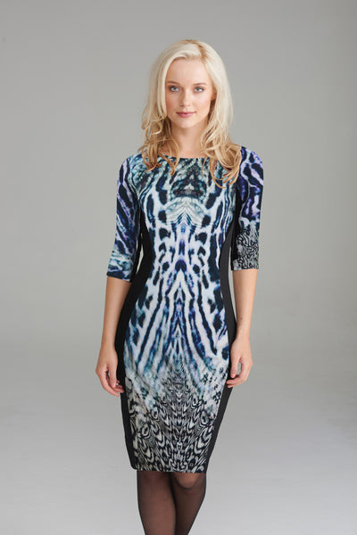 indigo print dress