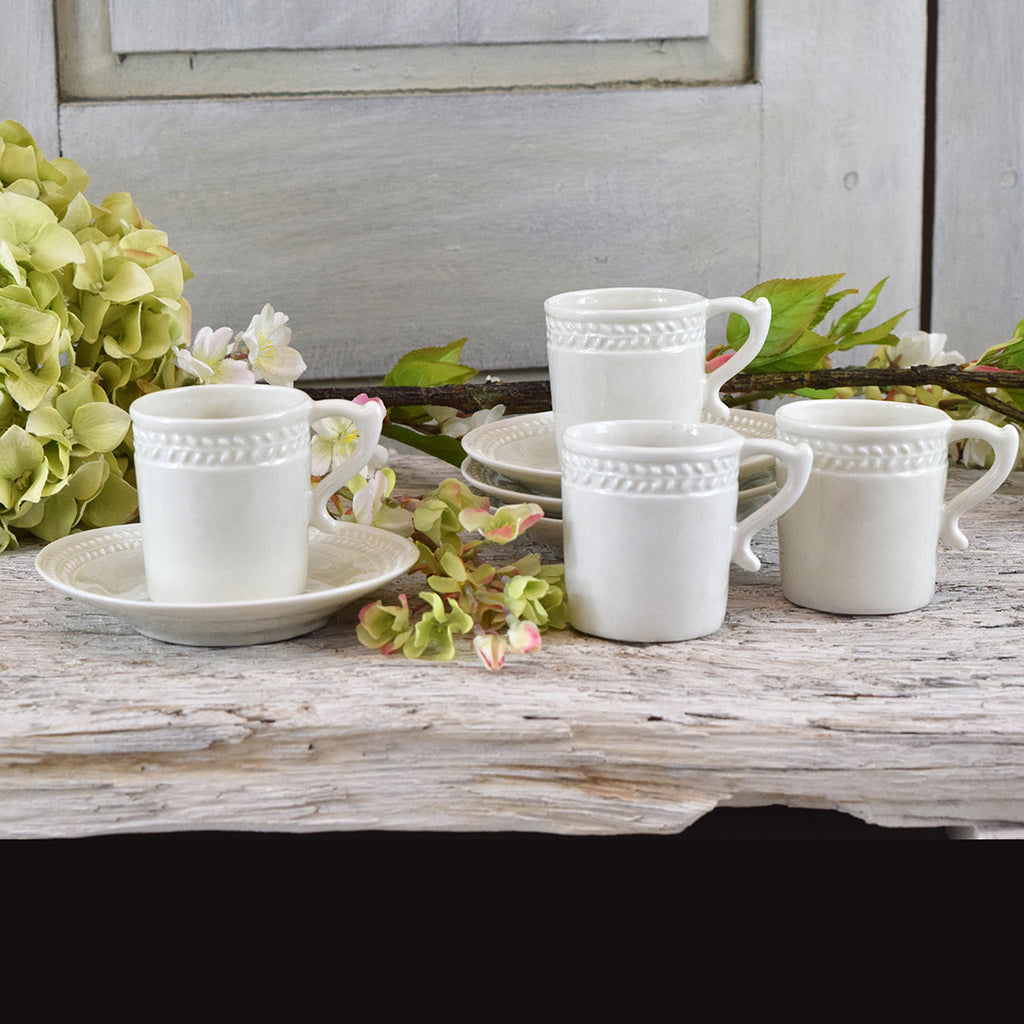 Handmade French Espresso Cups And Saucers Curated Living