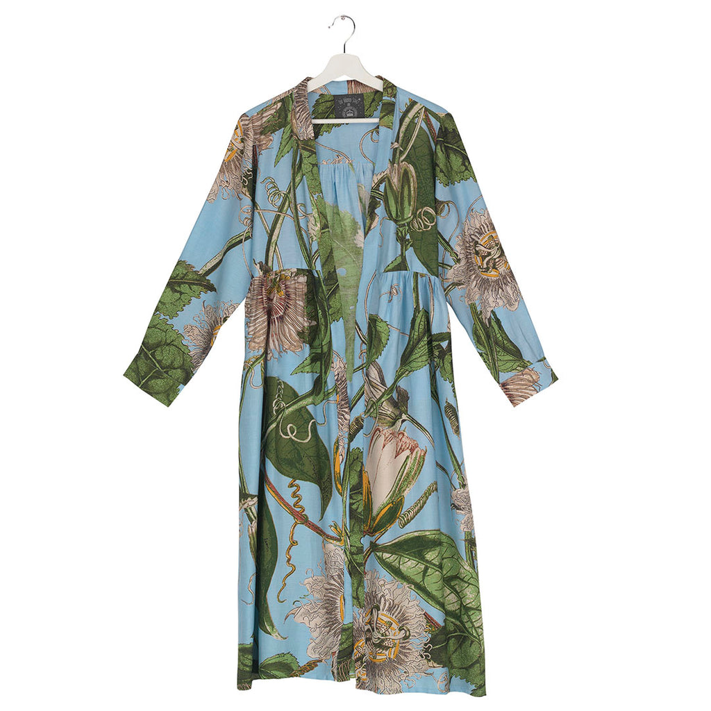 One Hundred Stars KEW Passion Flower SKY Blue Duster Coat. – Curated Living