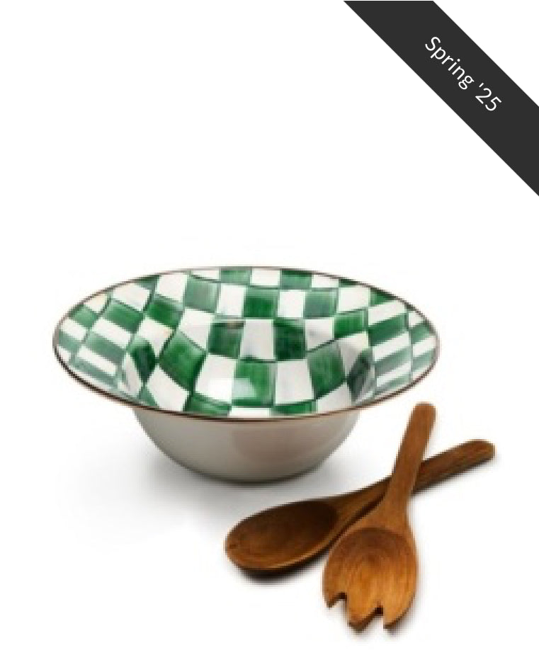 Emerald check serving bowl set