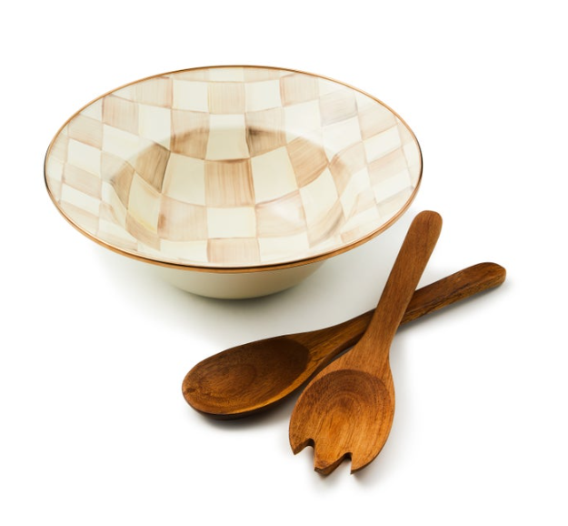 Mocha Check Salad Serving Set