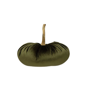 Velvet Pumpkin with Resin Stem, Green - Hallstrom Home