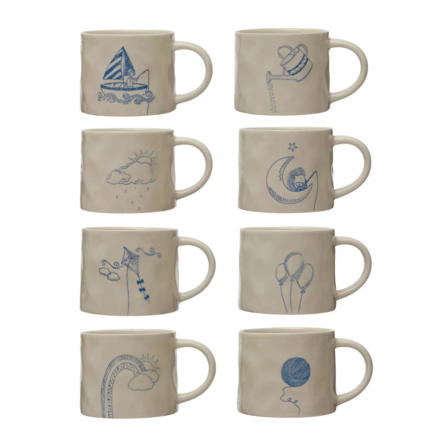 16 oz. Stoneware Mug w/ Wax Relief Image & Secret Image on Bottom, 8 Styles