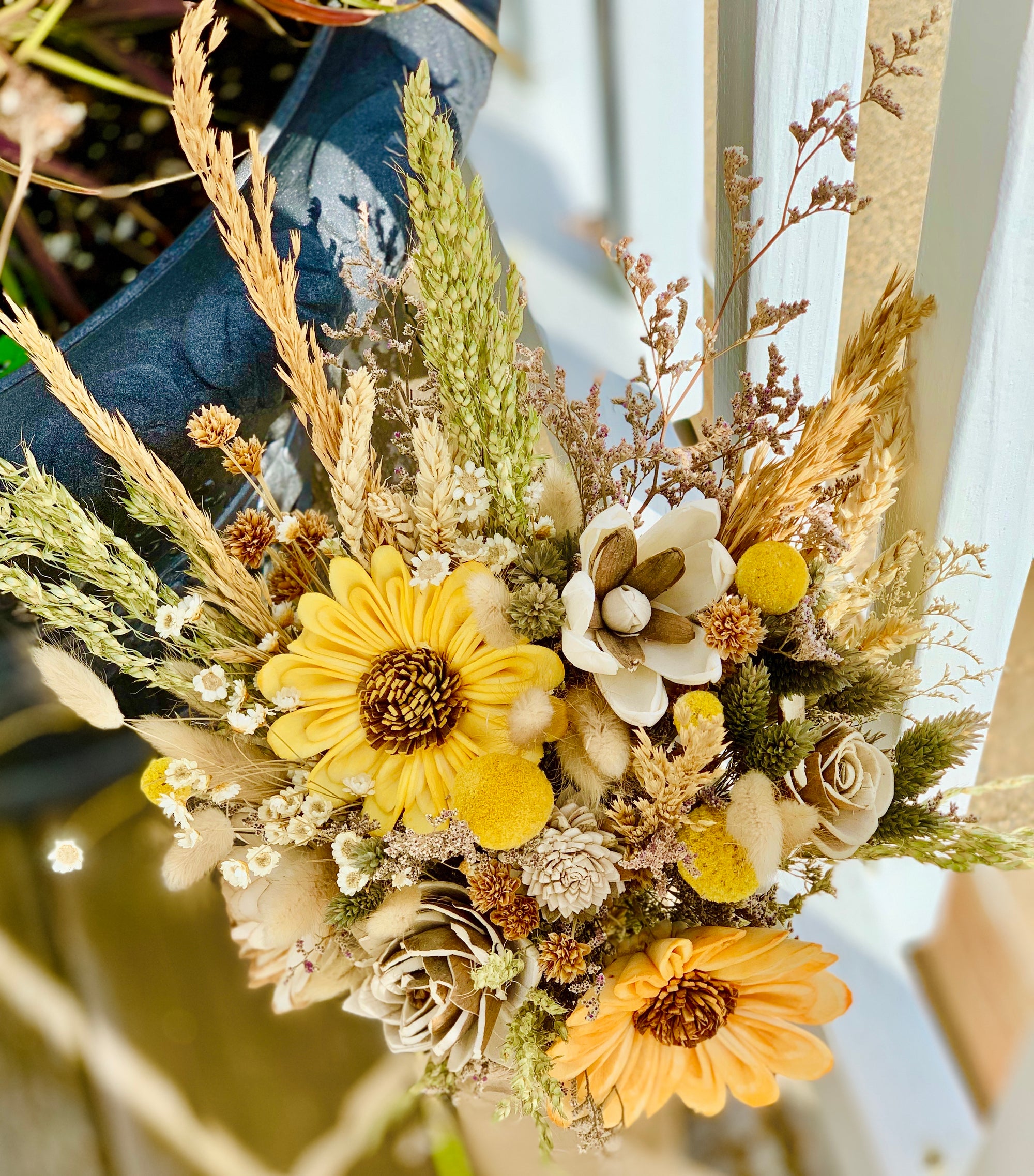 Dried Flower Bouquet Star Flowers Bunny Tale Sunflowers Sola Flowe Curiousfloral
