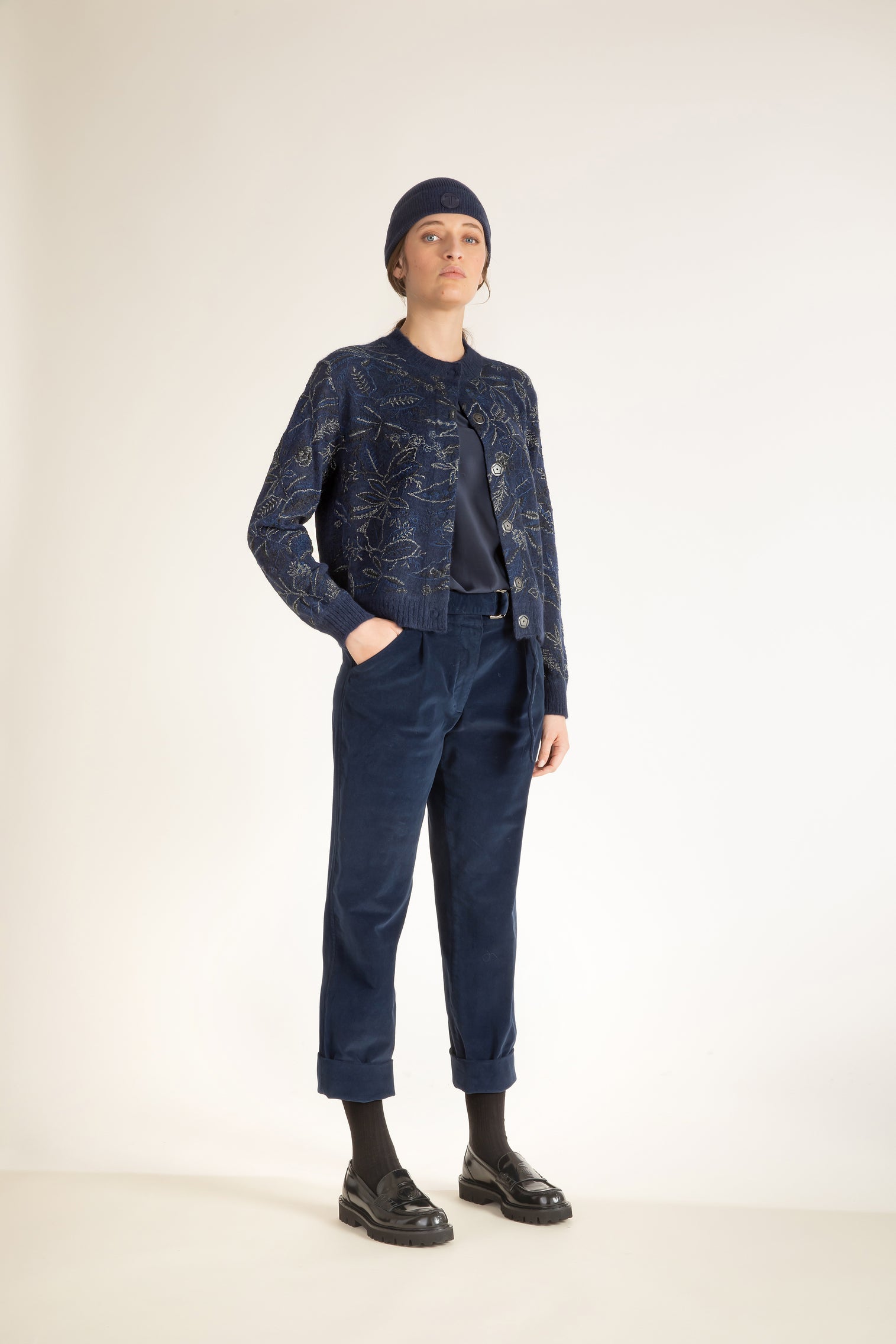 Navy Velvet Pants by Tonet