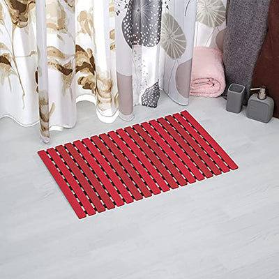 Eurotex Anti Slip Shower Mat for Bath, Kitchen, Pool and Wet Area, Skid Proof (Burgundy, PVC, 43x61 cm)