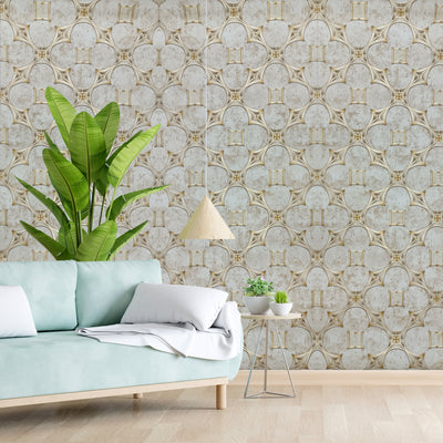 Eurotex Geometric Design, Cream, Luxury Wallpaper For Rooms (Vinyl Coated 57, sq.ft Roll)