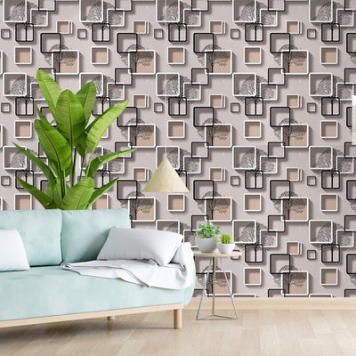 Eurotex Abstract Design Wallpaper, Peach, For Living Room (PVC, 21inch x 33ft, Roll 57sq.ft)