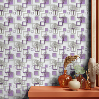 Eurotex 3D Design, Purple, Peel and Stick, 3D Self Adhesive Wallpaper - (45 cm x 300cm)