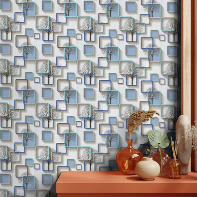 Eurotex 3D Design, Blue, Peel and Stick, 3D Self Adhesive Wallpaper - (45 cm x 300cm)