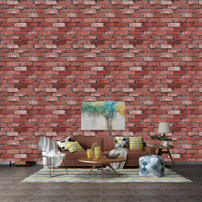 Eurotex Brick Design, Pink Wallpaper for Room (PVC, 21inch x 33ft, Roll 57sq.ft)