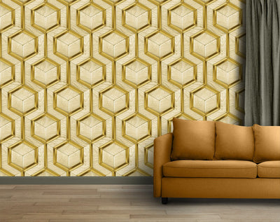 Eurotex 3D Wallpaper design, For Living Room, Cream (Luxury Vinyl Coated 57 sq.ft Roll)