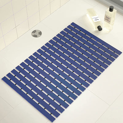 Eurotex Anti Slip Shower Mat for Bath, Kitchen, Pool and Wet Area, Skid Proof (Blue, PVC, 43x61 cm)