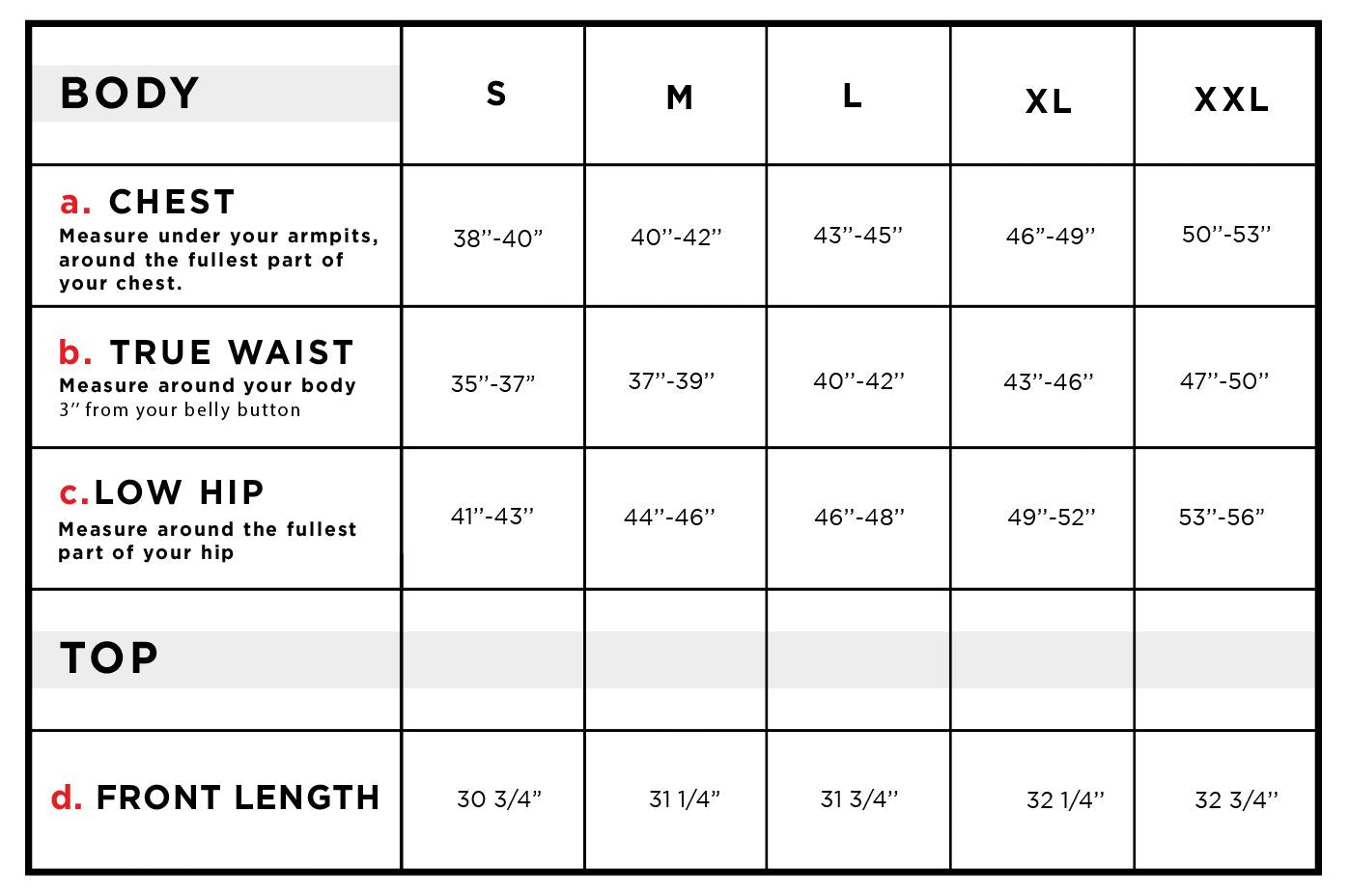 Hemingway Men's Blazer Size Chart