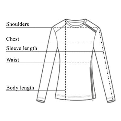 Megan Zip Crewneck Top Size Chart
