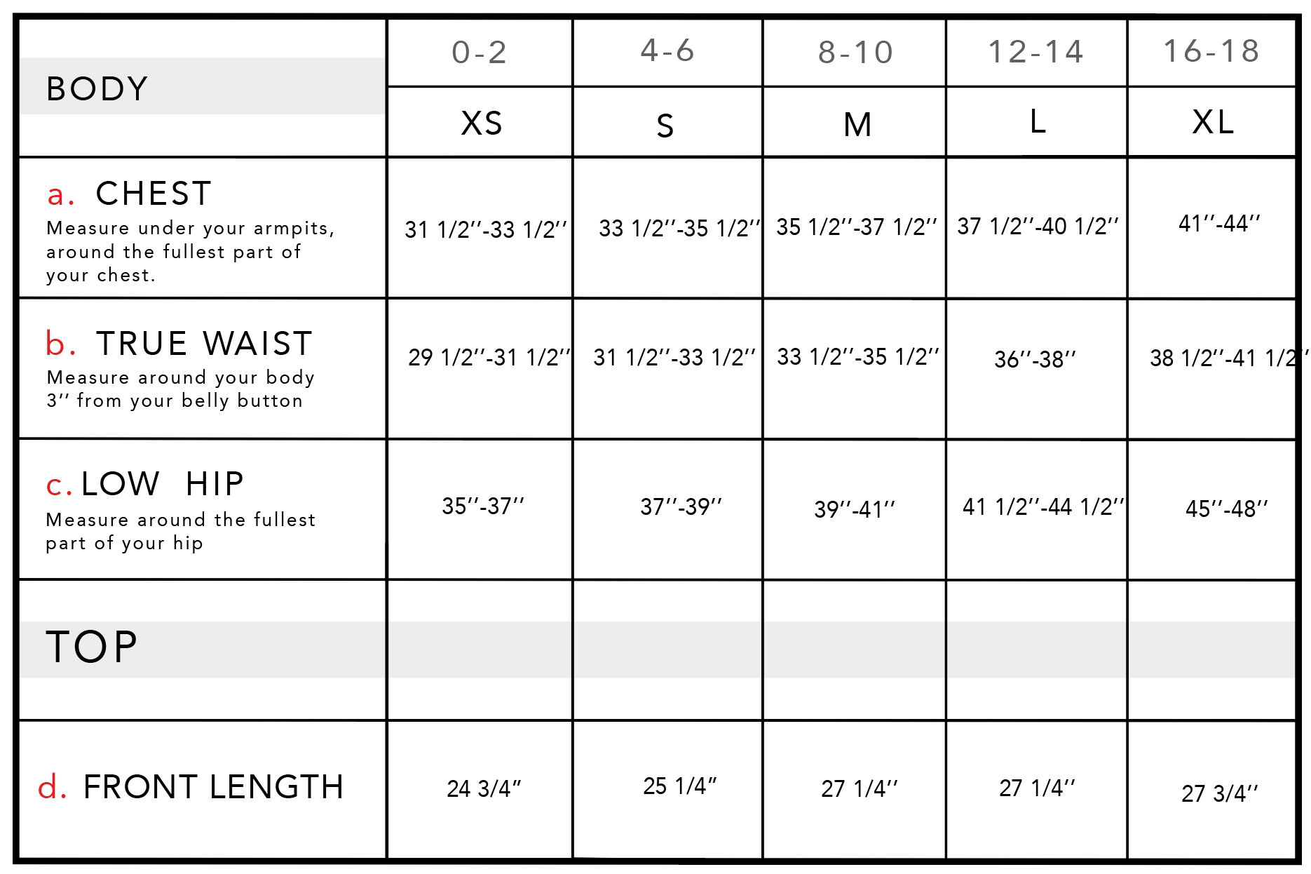 Nikki Longsleeve Jersey Shirt Size Chart