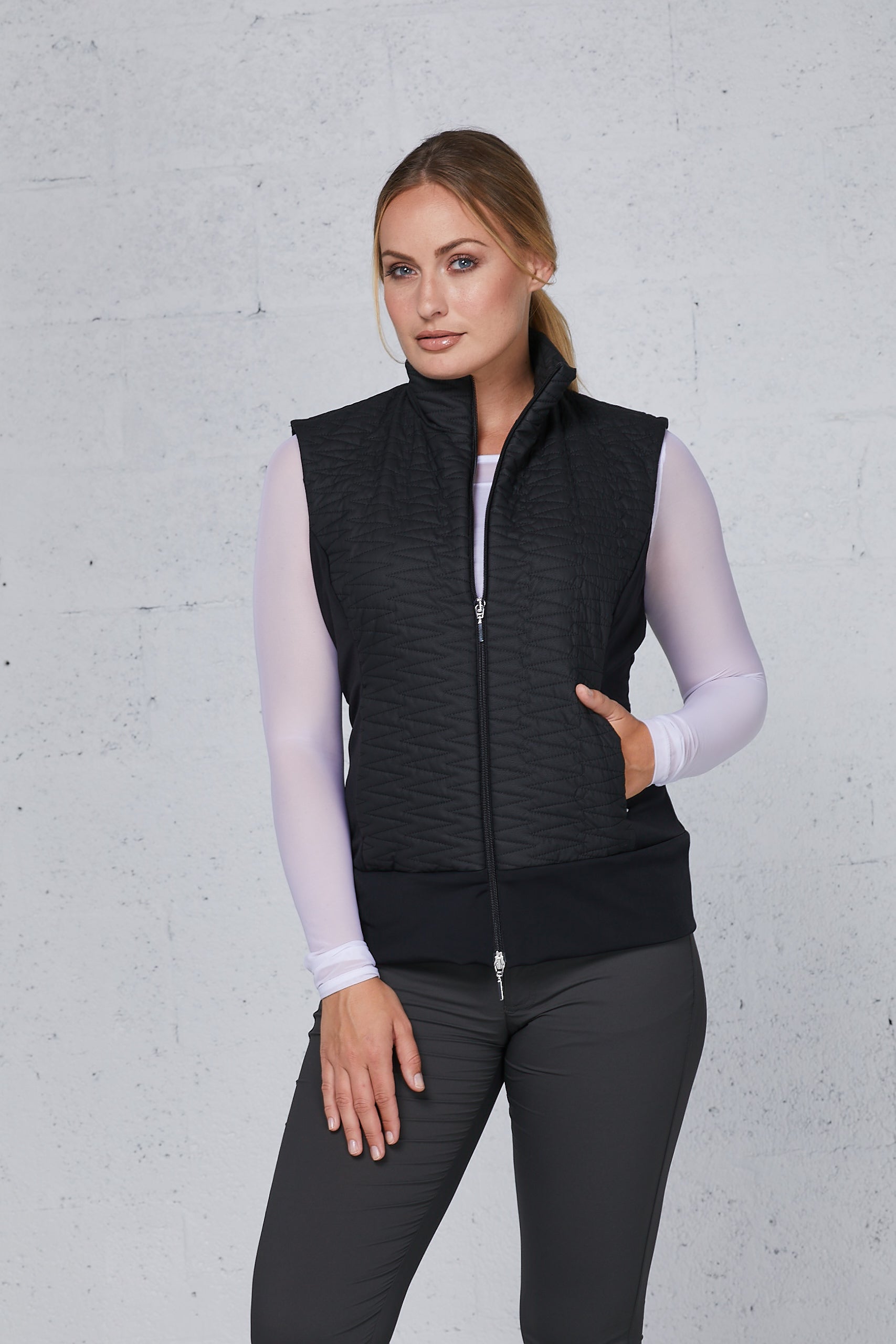 black high neck vest