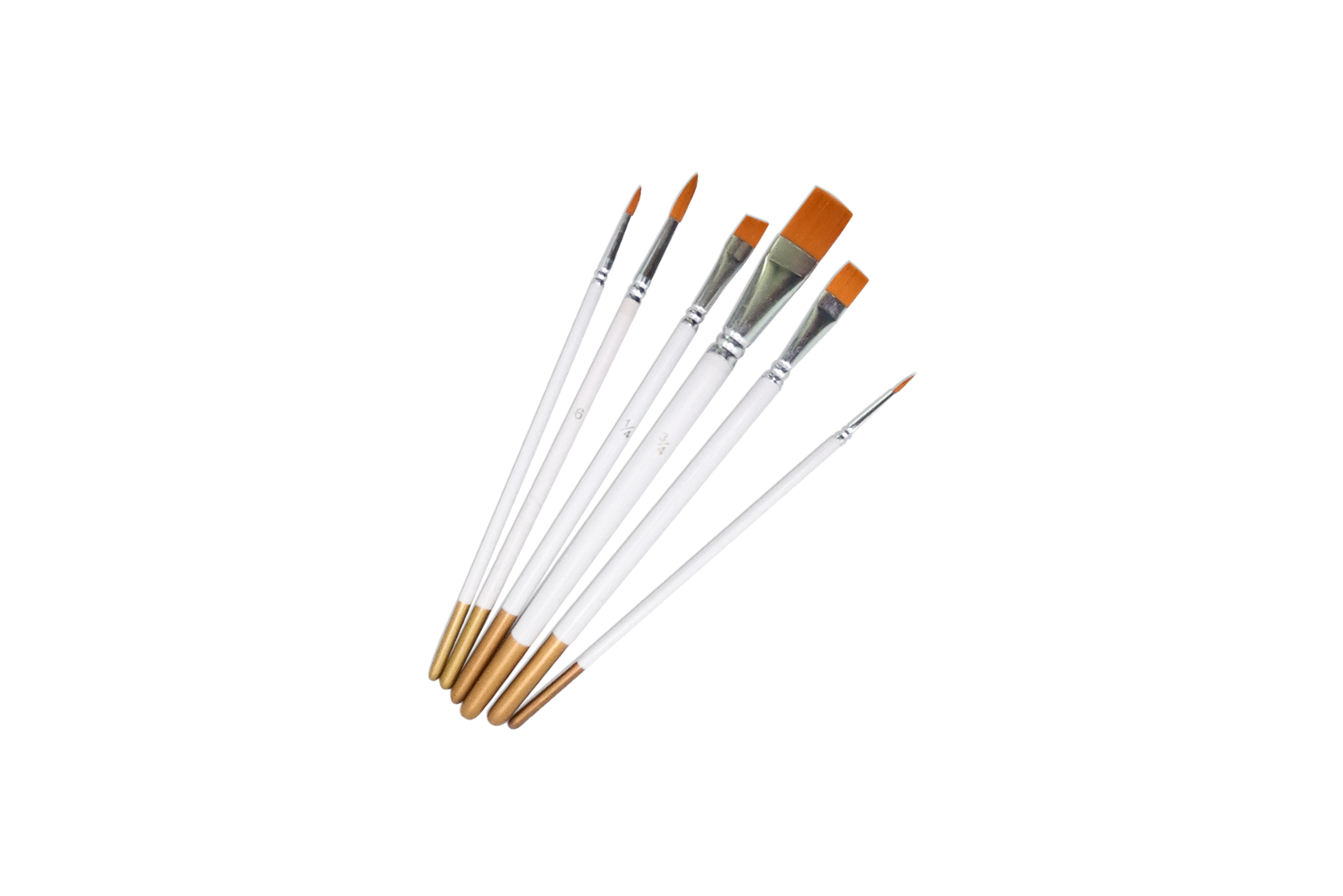 6 PIECE GOLDEN TAKLON ARTIST BRUSH SET