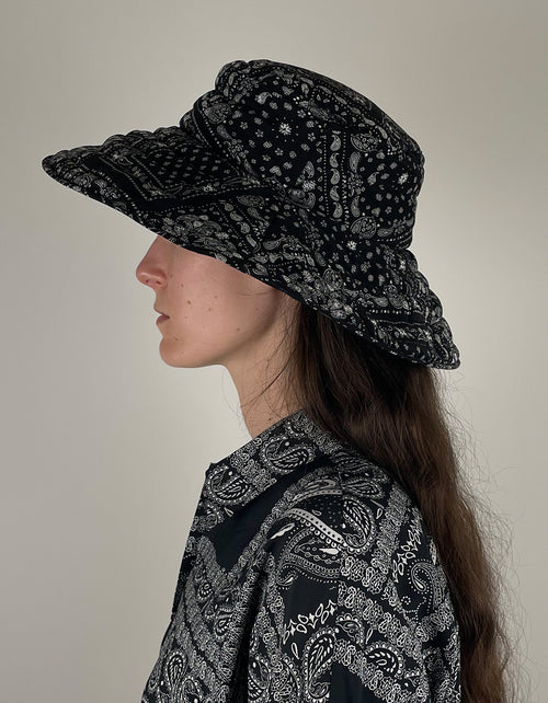 Just Female Miracle Hat in Black Paisley Art
