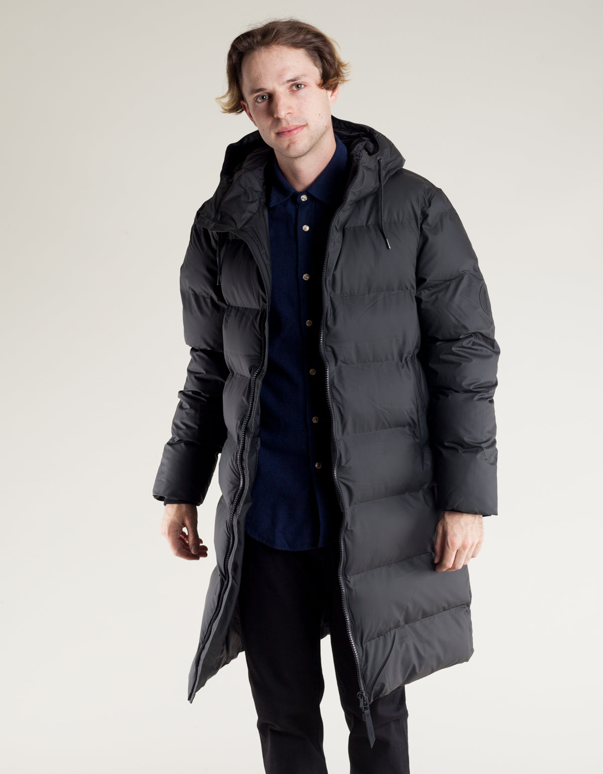 Rains Men's Long Puffer Jacket Black – Still Life