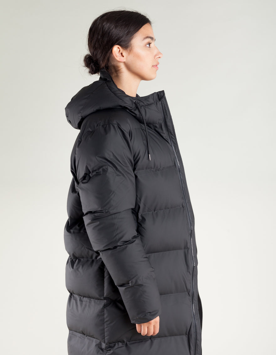 Rains Women's Long Puffer Jacket Black – Still Life